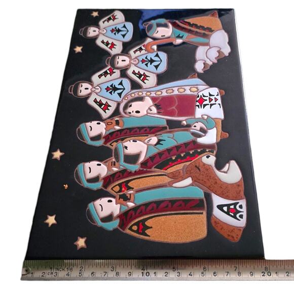 Vintage Arius Tile Company Pueblo Nativity 8 X 12 Christmas Jesus Religious - Picture 3 of 5